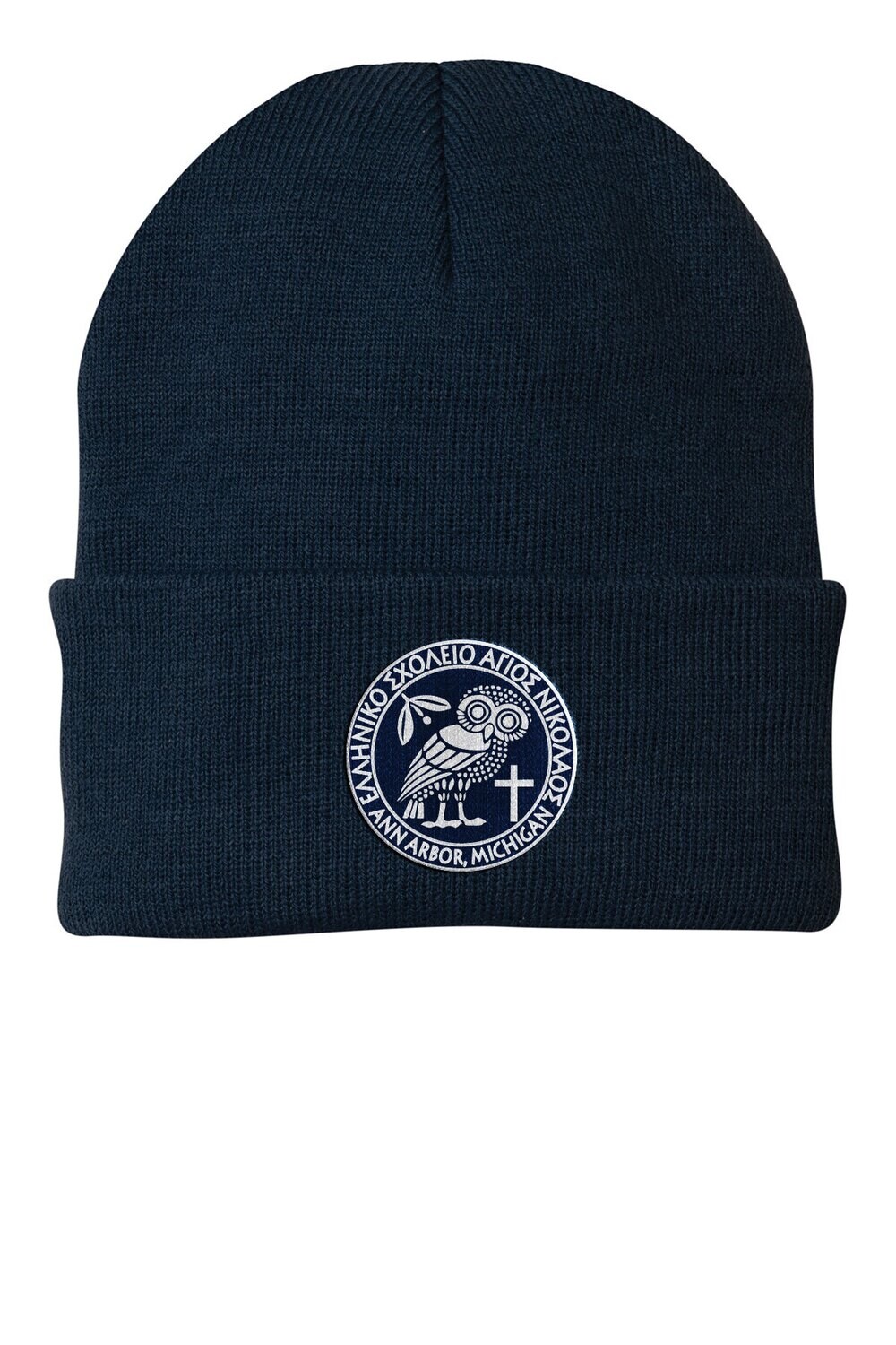 Knit Beanie (One Size Fits Most) - Navy/White