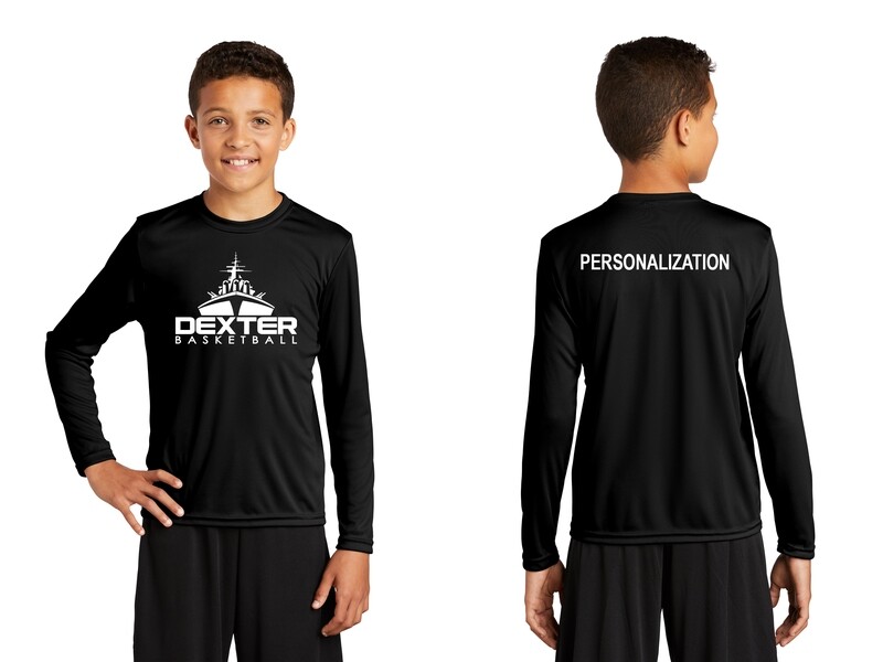 Youth Long Sleeve Performance Tee - Black, White, Silver, Iron Grey