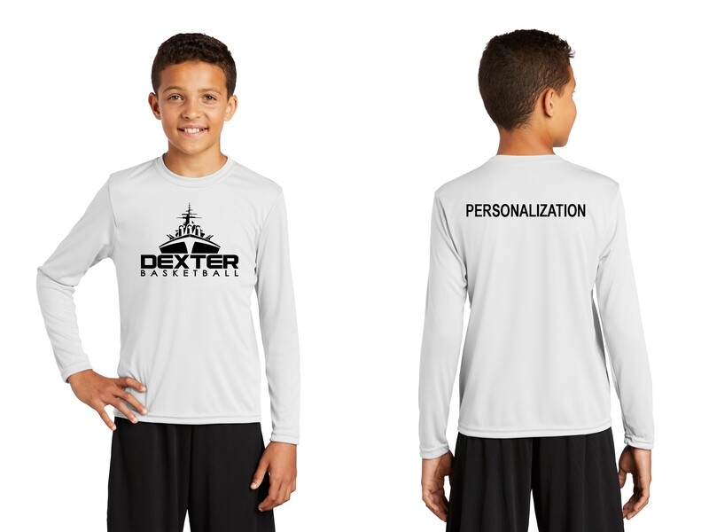 Youth Long Sleeve Performance Tee - Black, White, Silver, Iron Grey