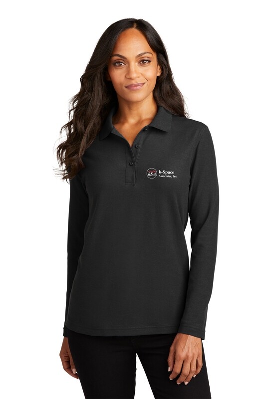 Ladies Silk Touch Long Sleeve Polo- Black, White, Red
