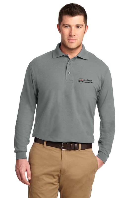 Silk Touch Long Sleeve Polo- Black, Cool Grey,  Red