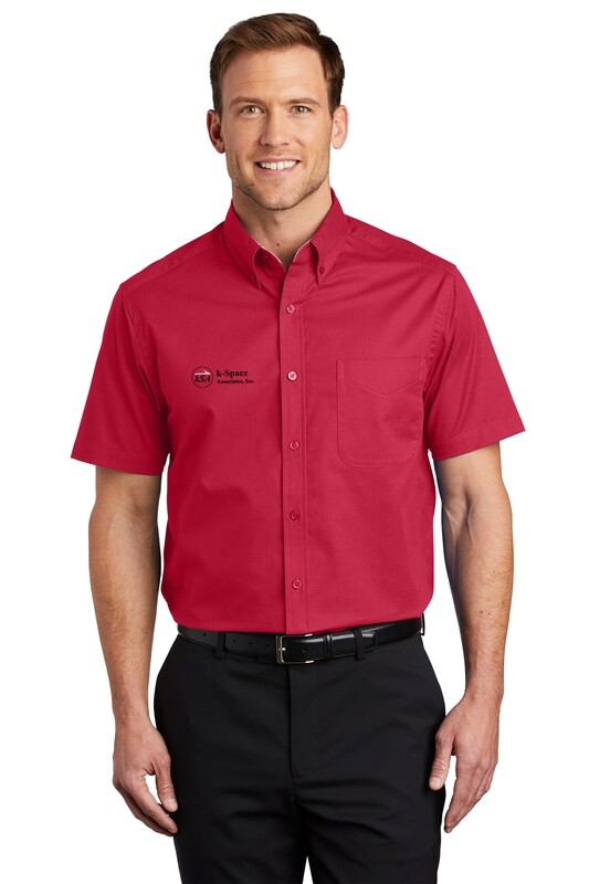 Men's Short Sleeve Easy Care Shirt - Black, Red, Steel Grey