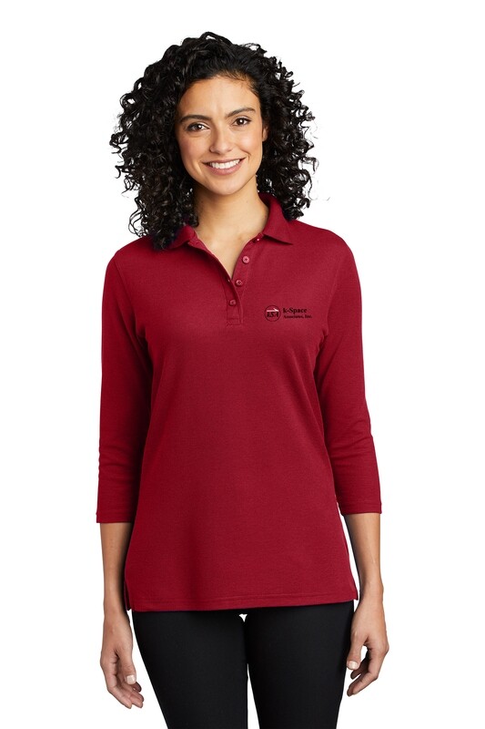 Ladies Silk Touch 3/4 Sleeve Polo- Red, Black