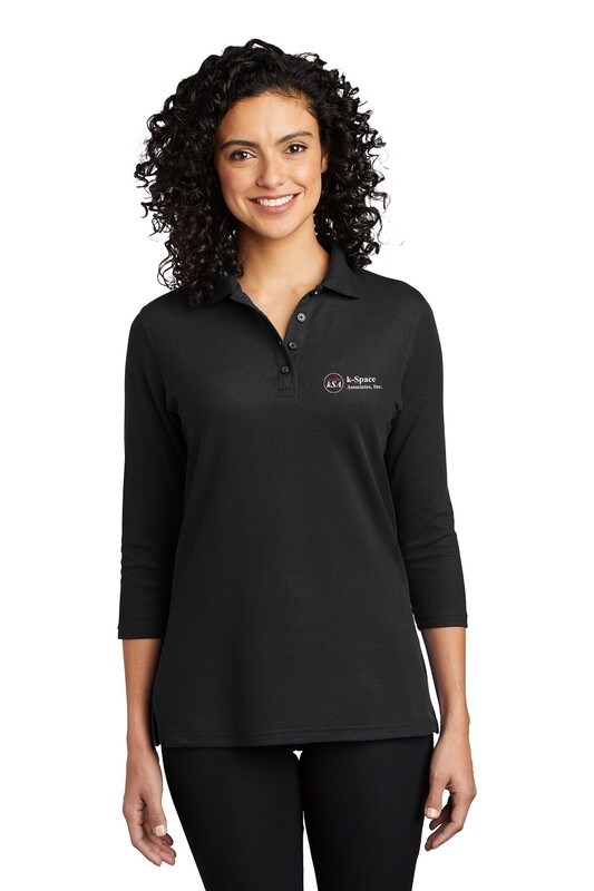 Ladies Silk Touch 3/4 Sleeve Polo- Red, Black
