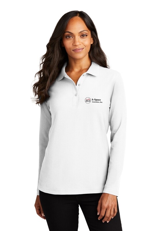 Ladies Silk Touch Long Sleeve Polo- Black, White, Red