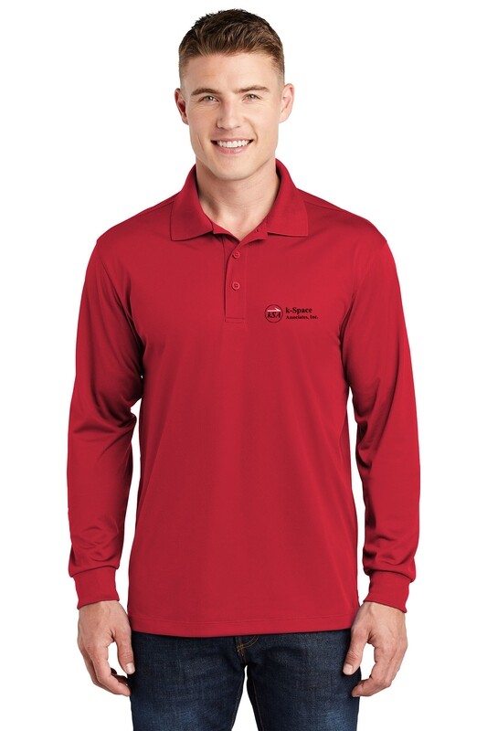 Men's Long Sleeve Polo- Black/ Red
