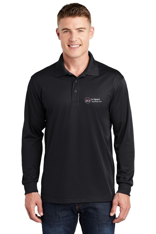 Men's Long Sleeve Polo- Black/ Red