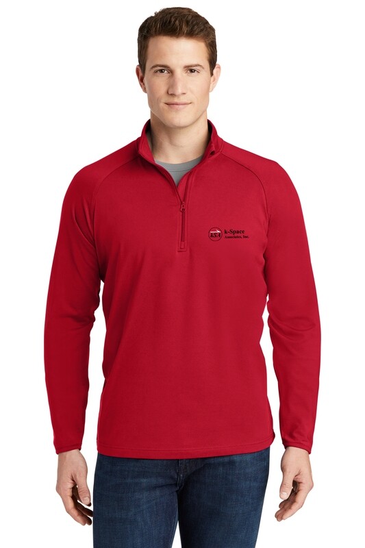 Men's Performance Quarter Zip- Black/ Red/ Heather Grey