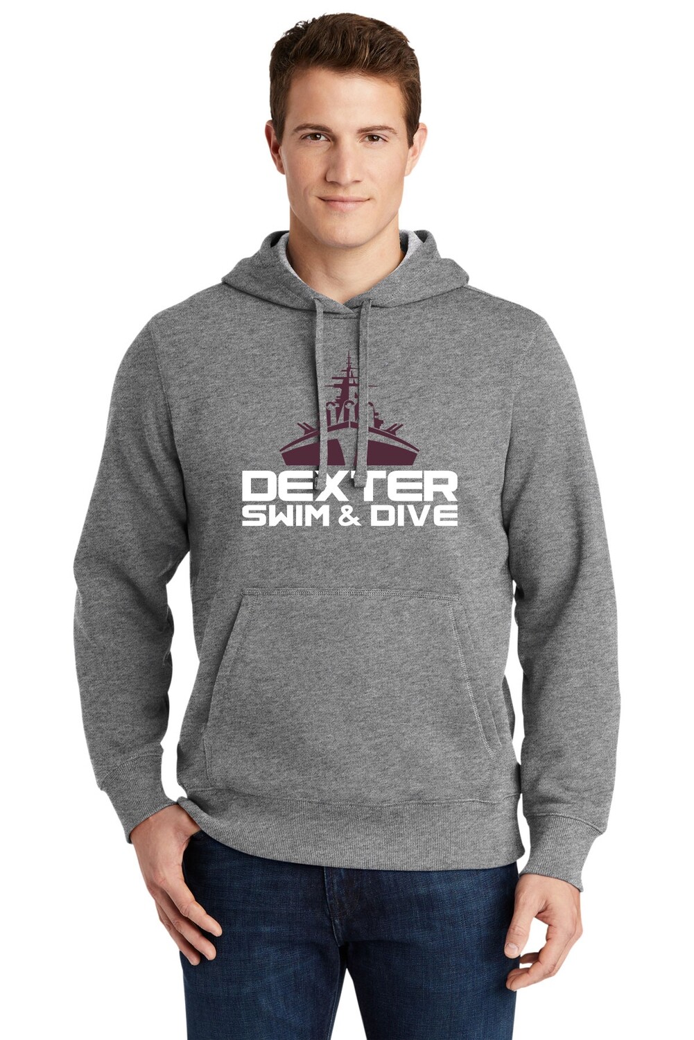 Adult Cotton Hooded Sweatshirt - Maroon or Heather Grey Adult Cotton Hooded Sweatshirt - Maroon or Heather Grey