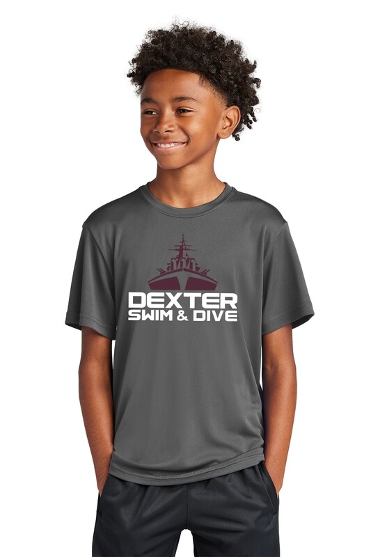 Youth Short Sleeve Performance Tee - Maroon or Iron Grey