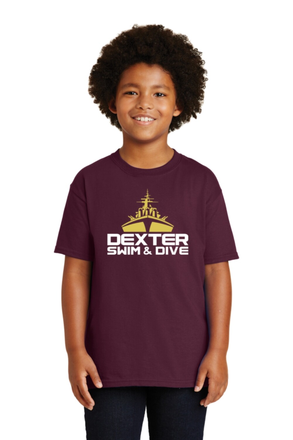 Youth Soft Cotton Short Sleeve Tee - Maroon or Heather Grey