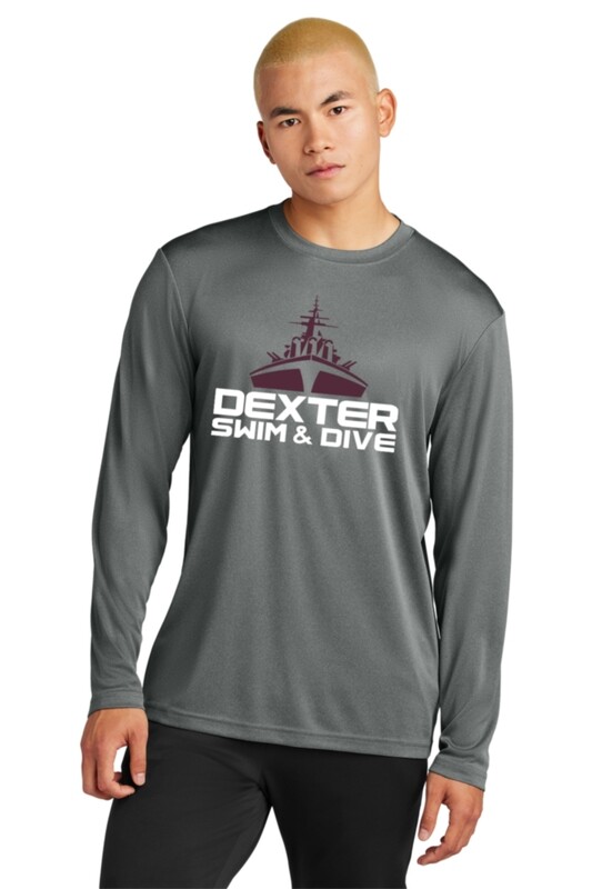 Adult Unisex Performance Long Sleeve Tee: Maroon/Grey Heather
