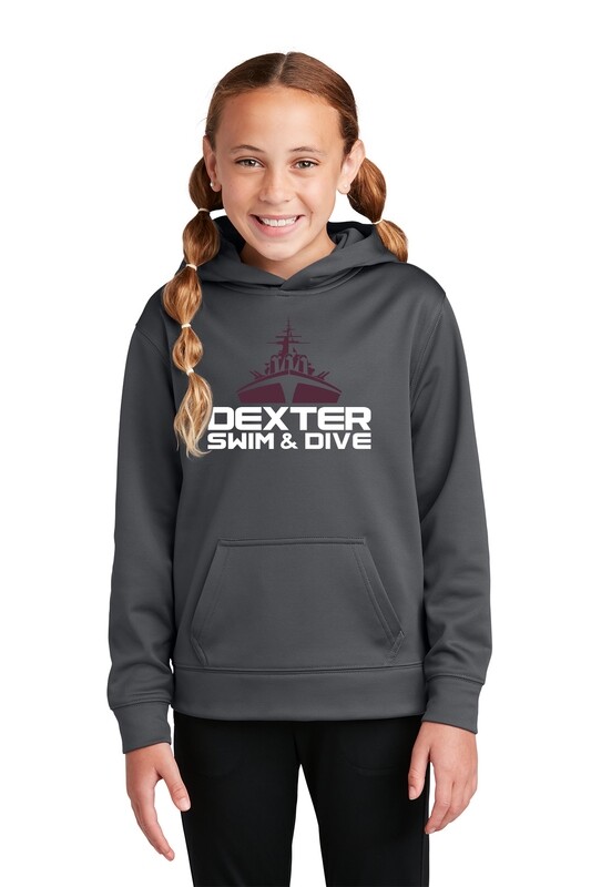 Youth Performance Fleece Pullover Hoodie: Grey