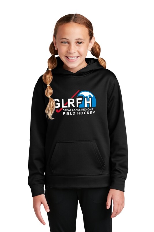 Youth Performance  Fleece Hooded Pullover - Black/Royal/ Red or Dark Grey