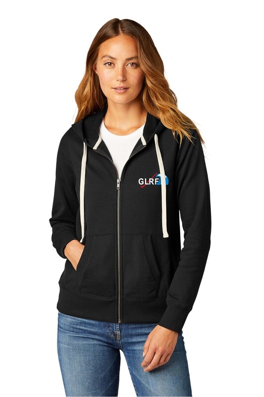 Womens Fleece Full Zip Hoodie- Black/Light Heather Grey/ Dark Heather Grey