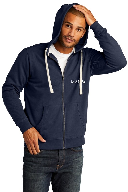 Unisex Full Zip ReFleece Hoodie - Navy/Charcoal Heather Grey/Light Heather Grey