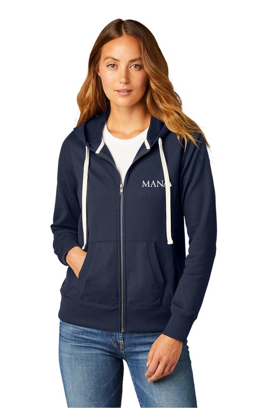 Ladies Full Zip ReFleece Hoodie - Navy/Charcoal Heather Grey/Light Heather Grey