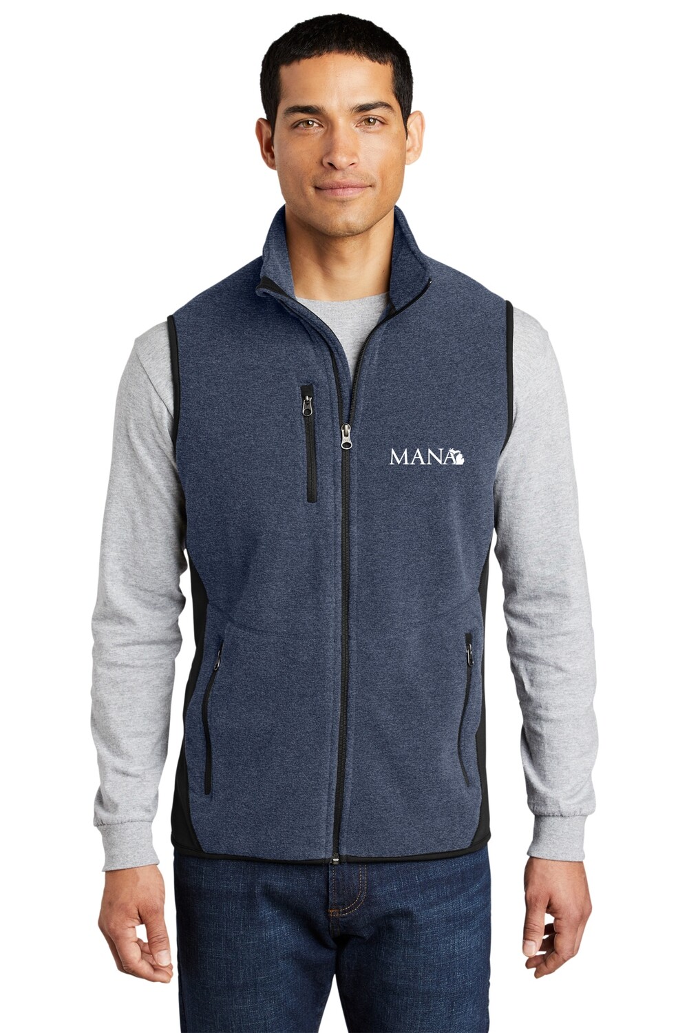 R-Tech Pro Fleece Full Zip Vest- Navy/ Charcoal Grey