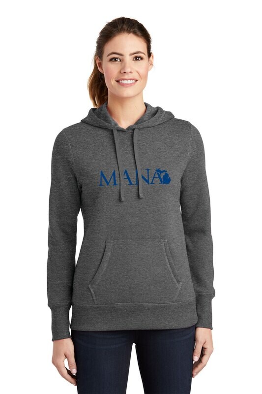 Women&#39;s Pullover Hooded Sweatshirt-Grey/Navy