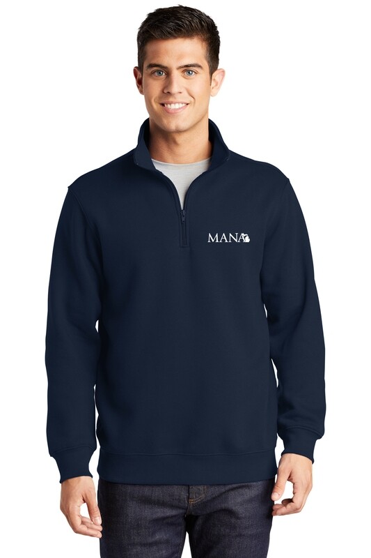 Adult 1/4 Zip Sweatshirt-Navy/ Athletic Heather/ Vintage Heather/White