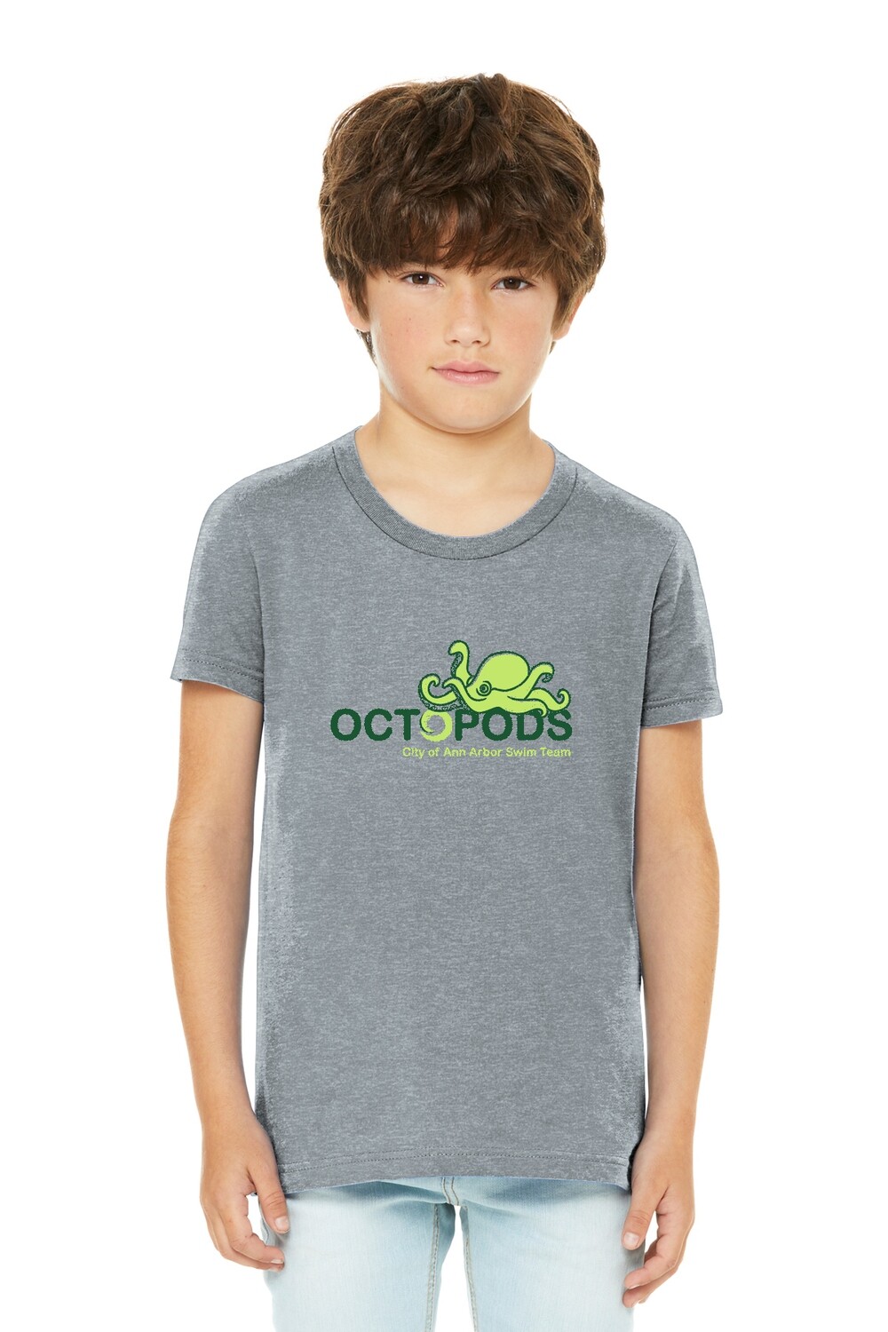 Youth CVC Heathered Short Sleeve Tee - Heather Grey