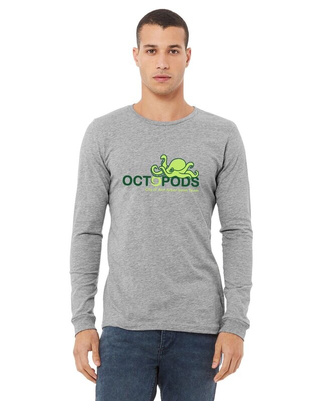 Soft Cotton Long Sleeve T-Shirt-Heather Grey/ Lavender/White