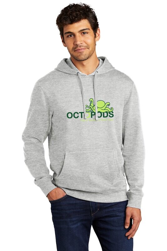 Unisex District Fleece Hoodie-Heather Grey/ White/ Forest