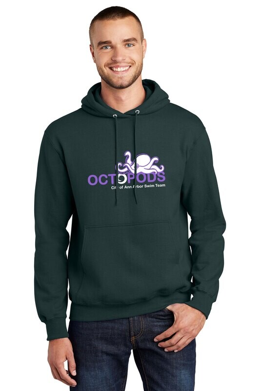 Unisex Fleece Pullover Hooded Sweatshirt-Dark Green