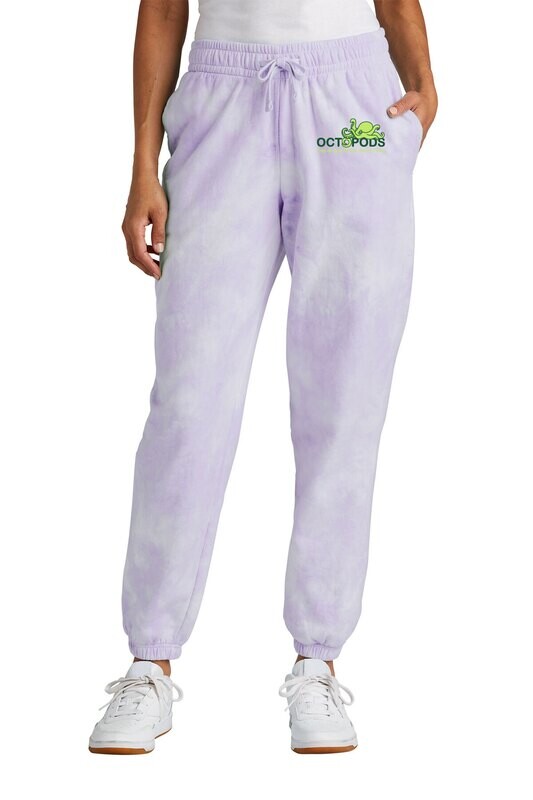 Port &amp; Co Ladies Beach Wear Tie-Dye Sweatpant: Amethyst