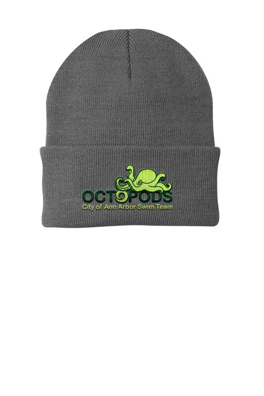 Knit Beanie- Grey/ White/ Dark Green