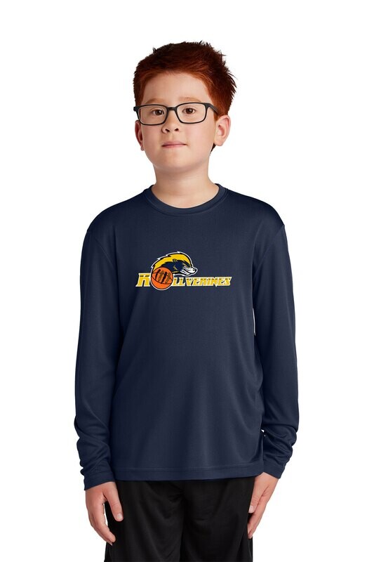 Youth Sport Tek Long Sleeve Performance - True Navy/ Grey Concrete Heather