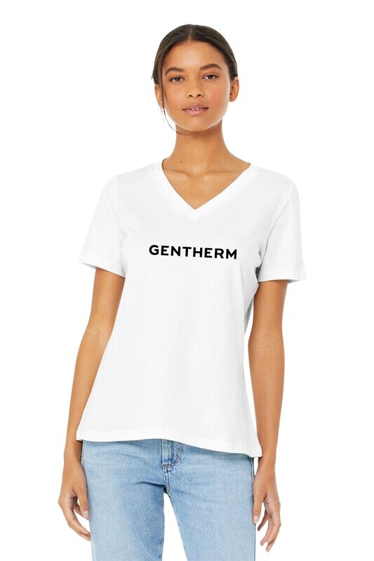 Women's Relaxed Jersey Short Sleeve V Neck- Black/ White