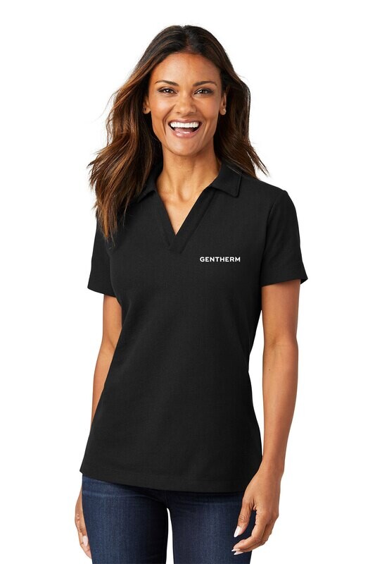 Ladies C-Free Cotton Blend Pique Polo-  Black/ Deep Smoke/ Charcoal