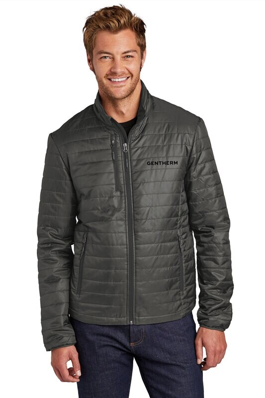 Packable Puffy Jacket- Black/ Sterling Grey