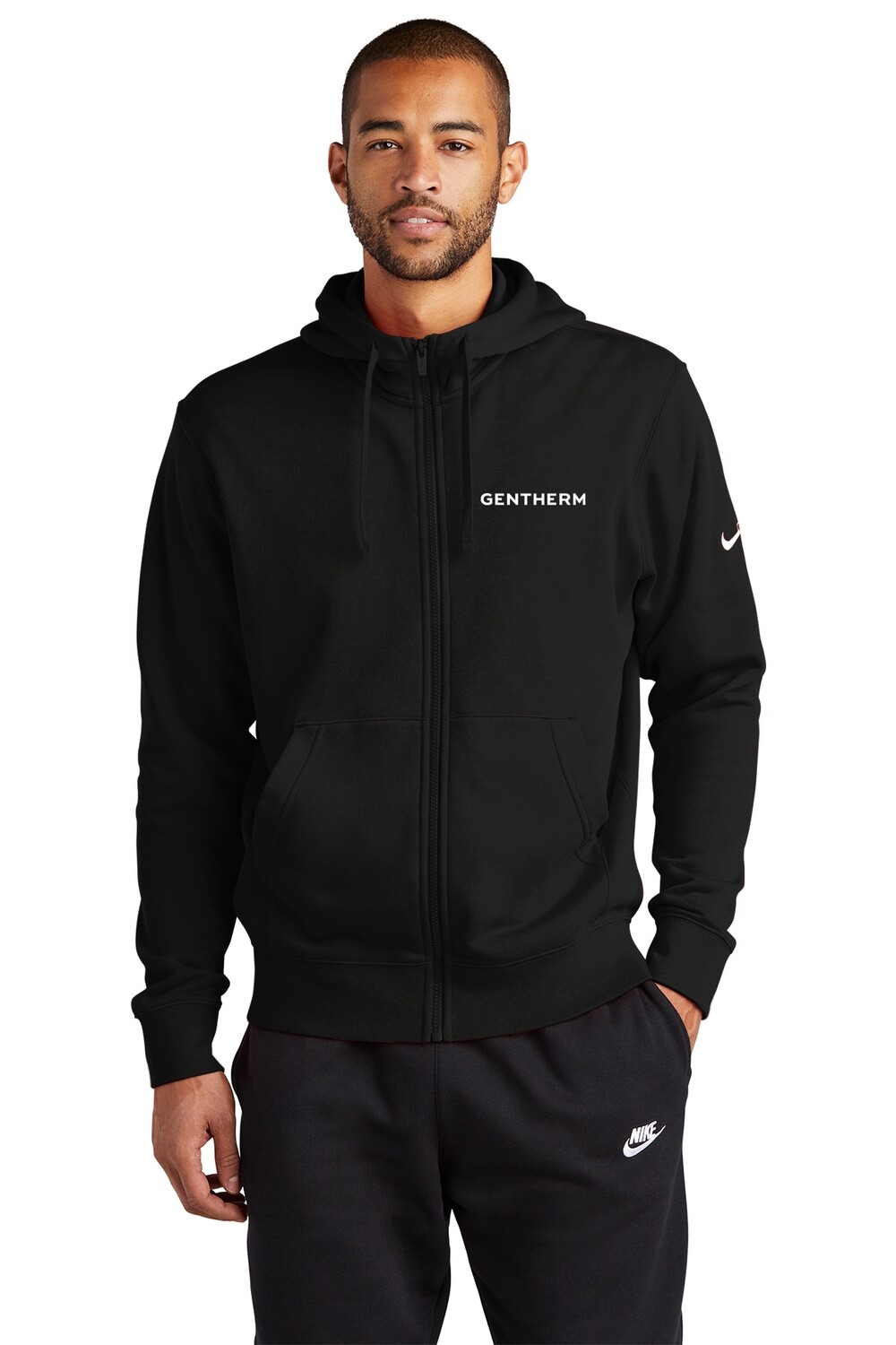 Nike Club Fleece Full Zip Hoodie- Black/ Grey Heather