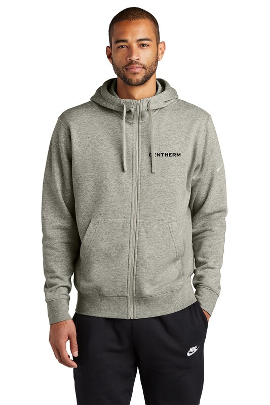 Nike Club Fleece Full Zip Hoodie- Black/ Grey Heather