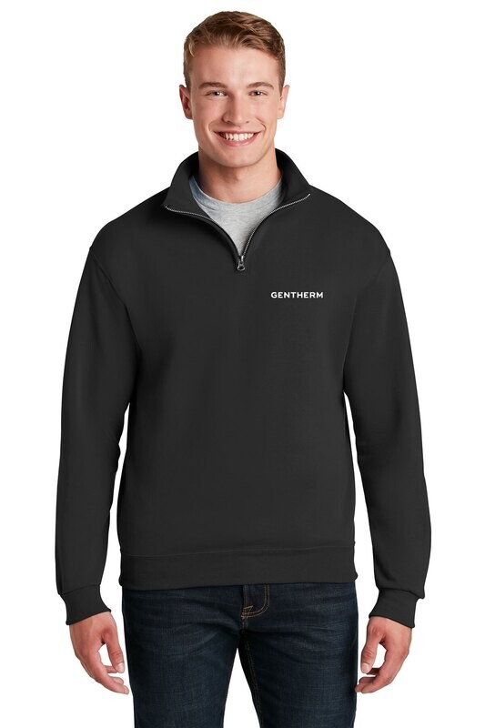 1/4 Zip Cadet Collar Sweatshirt: Black/ Charcoal