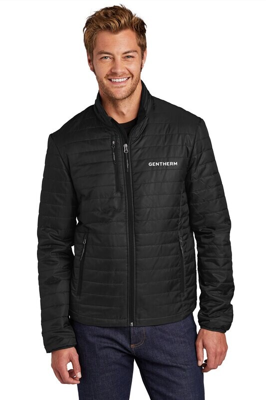 Packable Puffy Jacket- Black/ Sterling Grey