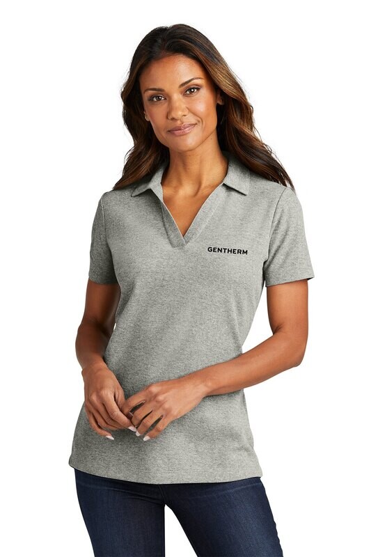 Ladies C-Free Cotton Blend Pique Polo-  Black/ Deep Smoke/ Charcoal