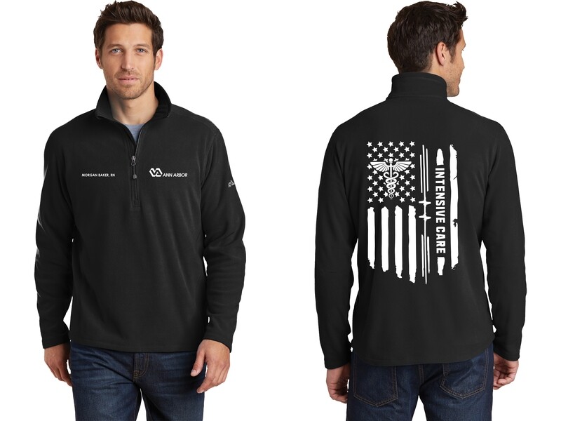 Eddie Bauer1/2-Zip Microfleece Jacket (Embroidered)- Black, Grey, Navy