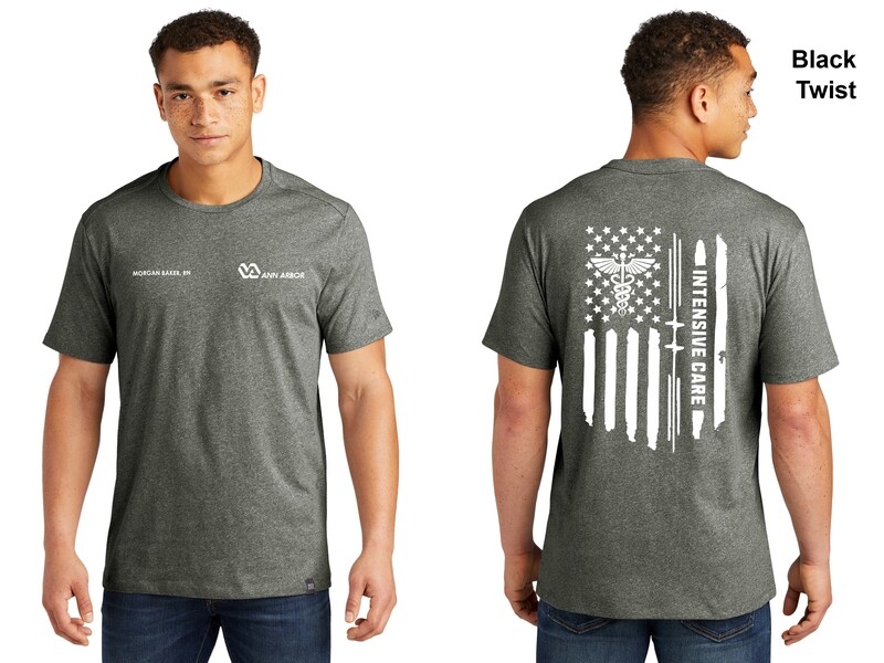 Unisex Heritage Blend Crew Tee - Black Twist, Royal, White, or Grey
