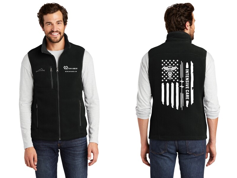 Eddie Bauer - Fleece Vest (Embroidered)- Black, Grey