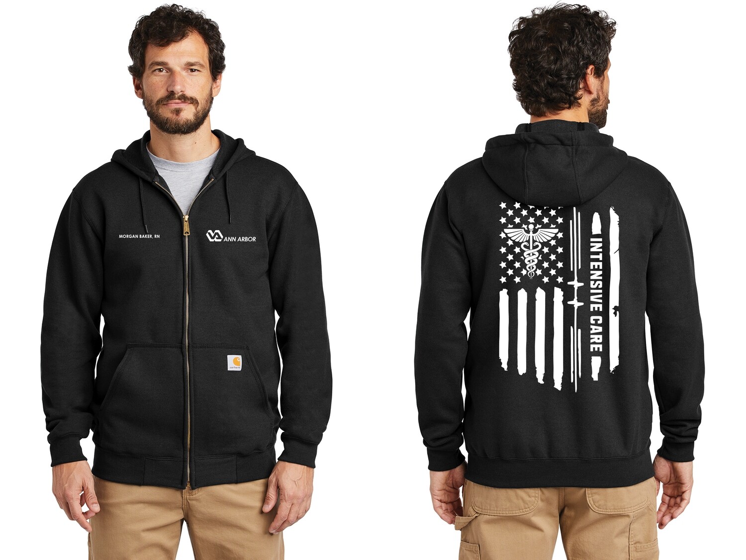 Carhartt Hooded Full-Zip Hoodie- Black, Grey, Navy, Dark Grey