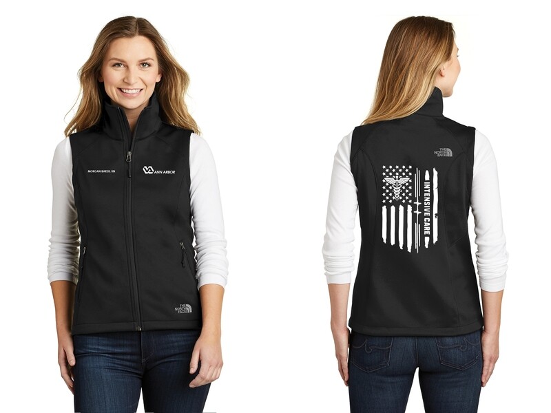 The North Face Ladies Ridgewall Soft Shell Vest (Embroidered)- Black, Grey