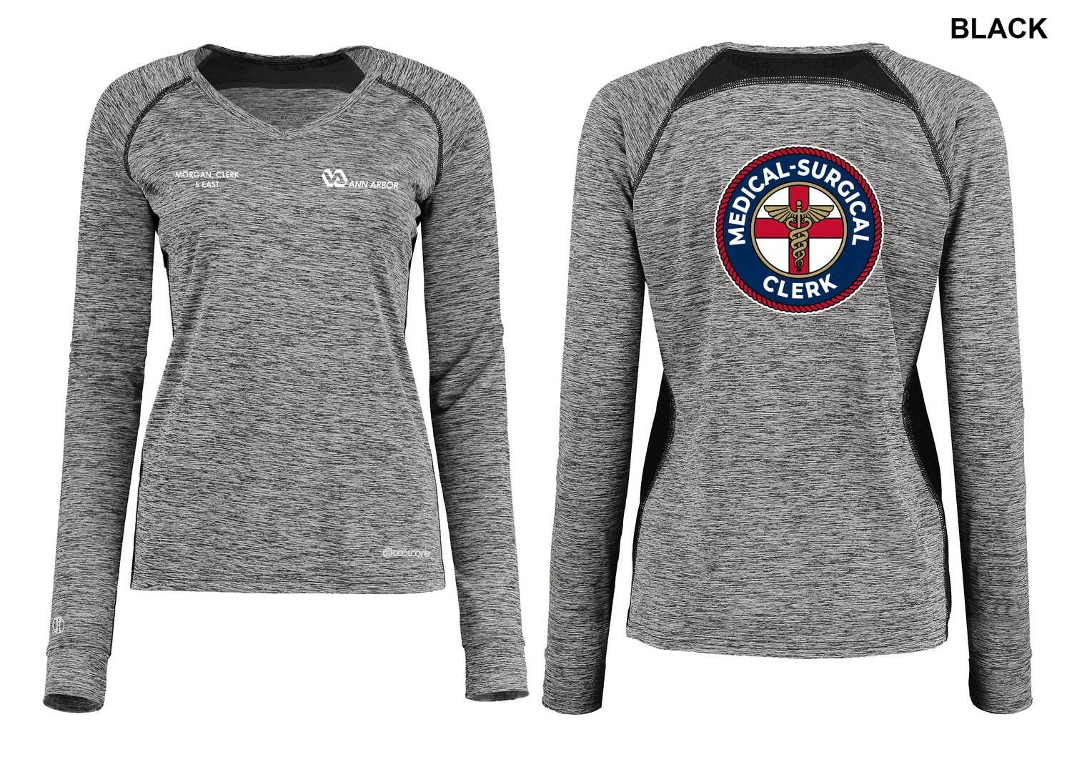Women's Electrify Coolcore Long Sleeve Tee (Circle logo)  - Black/Red/Royal/White/Navy