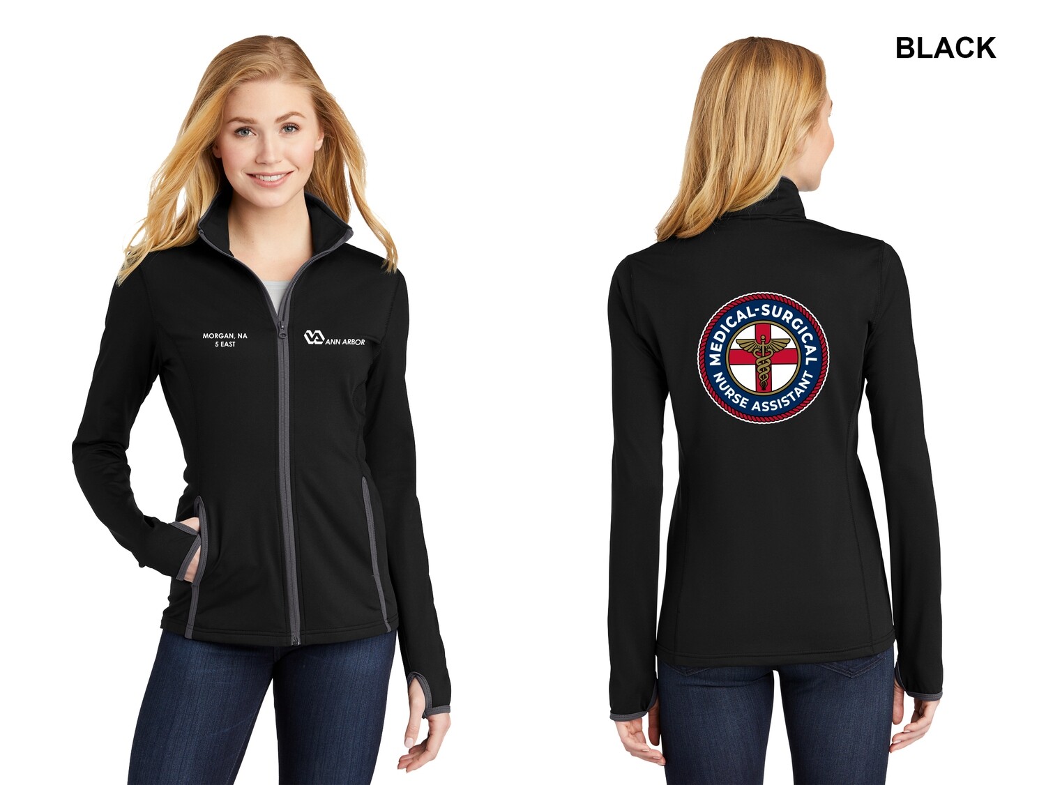 Women's Performance Contrast Full-Zip Jacket (Circle) - Black & Grey/Black & Red/Grey &Dk Grey/Black & Royal/Grey & Navy