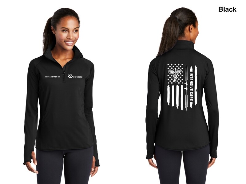 Ladies Performance 1/4 Zip Pullover - Black, Red, Dk Grey, Royal, Dk Green, White
