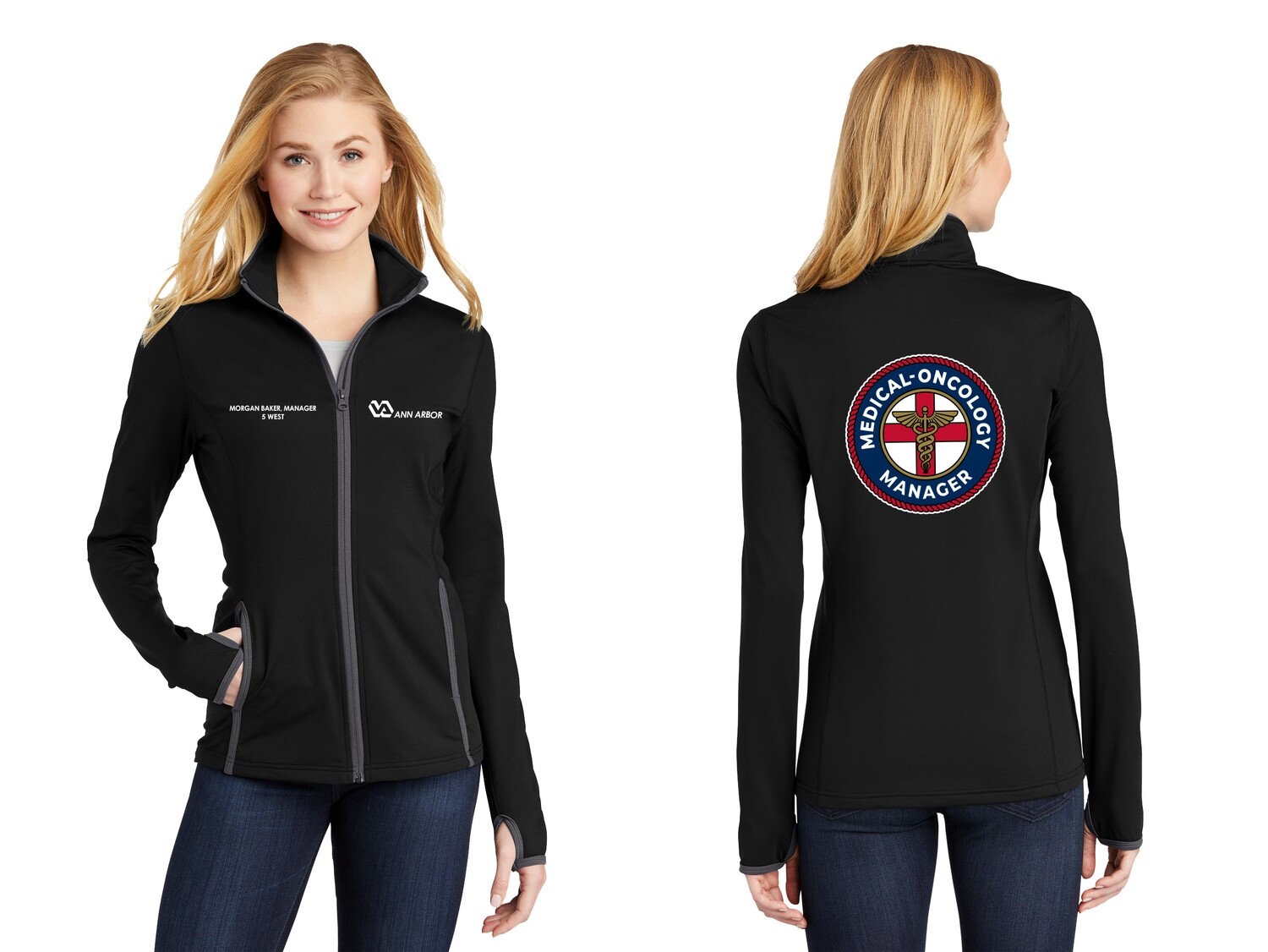 Women's Performance Contrast Full-Zip Jacket (Circle) - Black & Grey/Black & Red/Grey &Dk Grey/Black & Royal/Grey & Navy Women's Performance Contrast Full-Zip Jacket (Circle) - Black & Grey/Black & Red/Grey &Dk Grey/Black & Royal/Grey & Navy