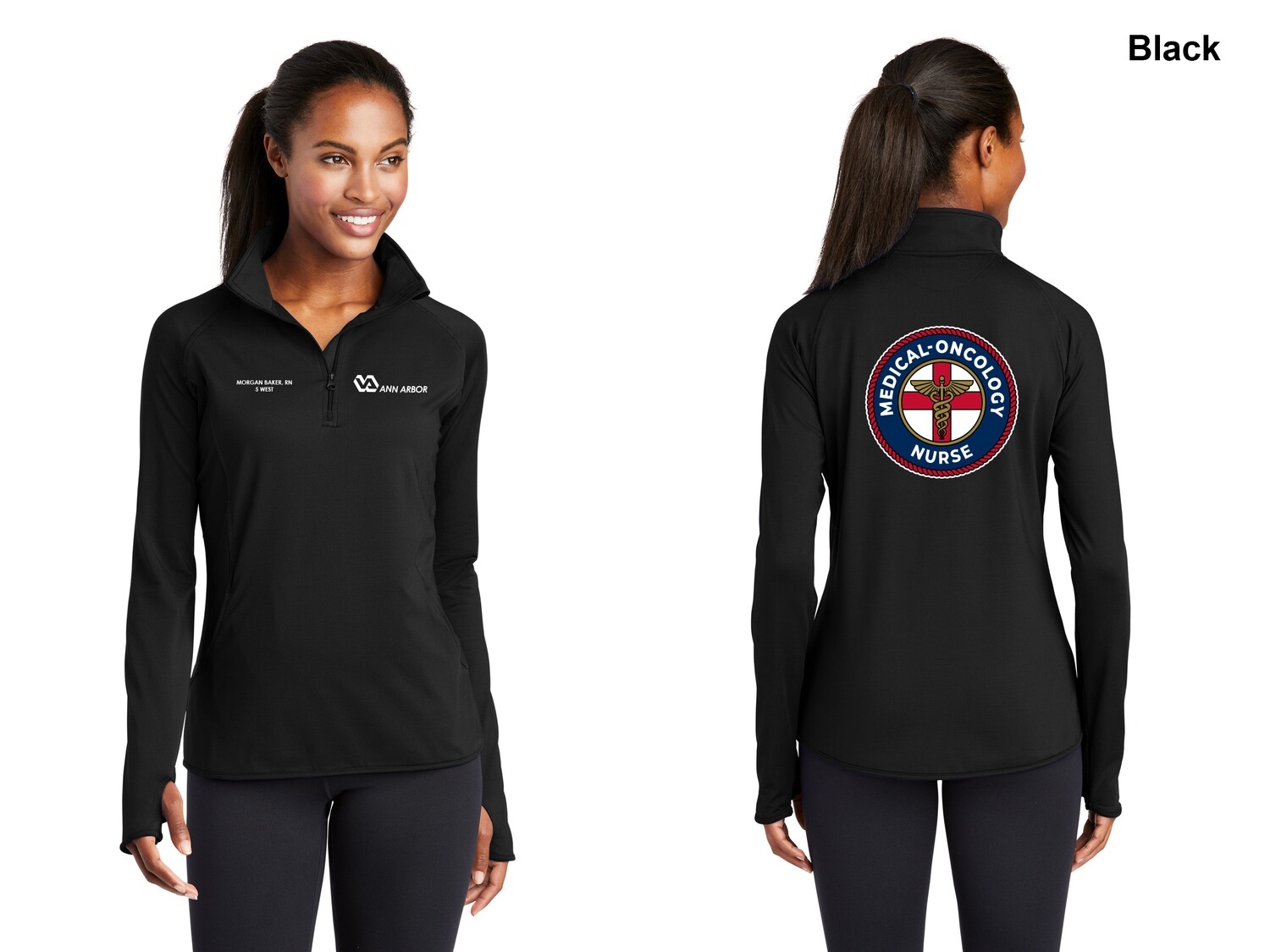 Ladies Performance 1/4 Zip Pullover (Circle logo) - Black/Red/Dk Grey/Royal/Dk Green/White