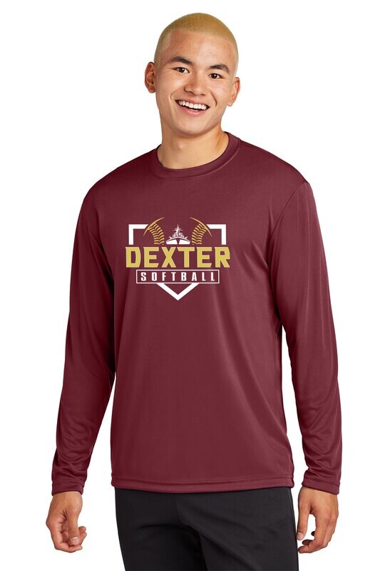 Adult/Youth Long Sleeve Performance T-shirt - Maroon/Grey